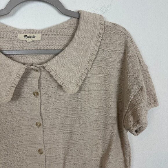 Madewell Ruffle Collared Crop Top M Ruffle Feminine Minimalist Contemporary Boho - Picture 3 of 11